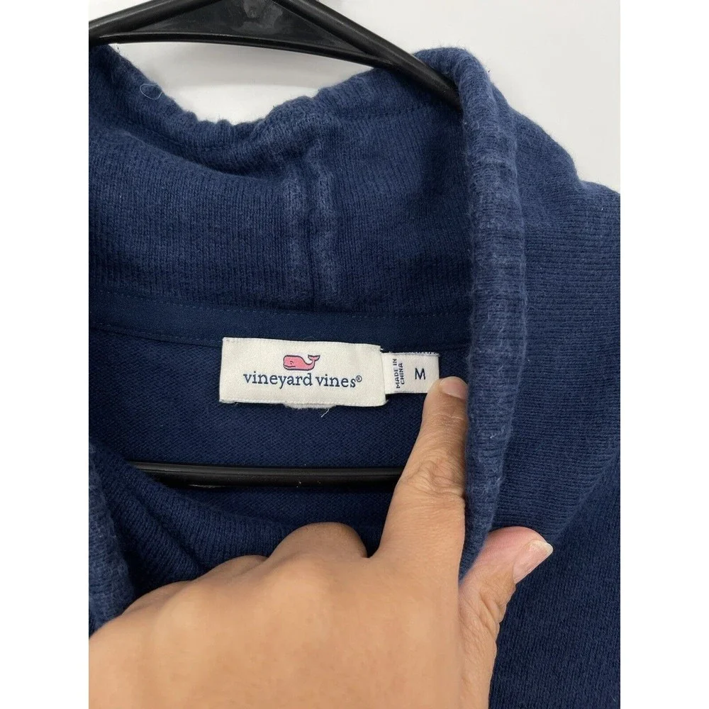 VINEYARD VINES Sweater‎ Womens M Blue Cream Stripe Mock Neck Whale